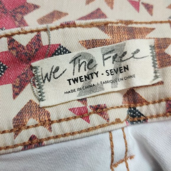 Free People Wild Child We The Free Womens Skinny Jeans Aztec Print Boho Sz 27 - Picture 4 of 9